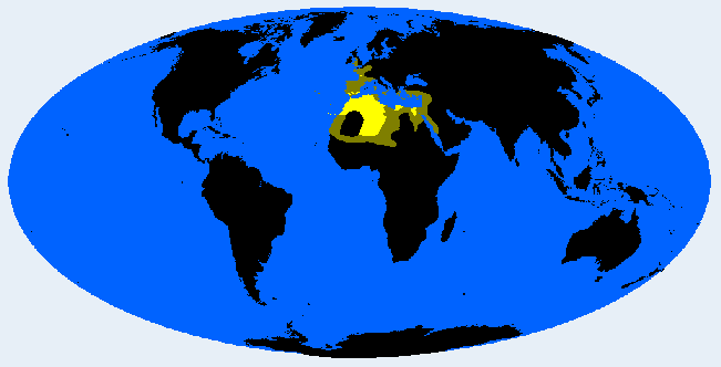 Distribution map showing areas where Berberid is found
