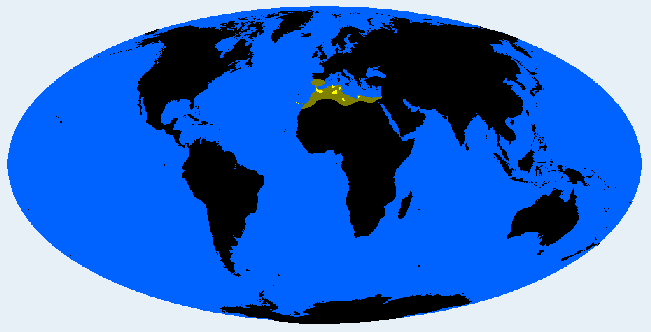 Distribution map showing areas where Canarid is found