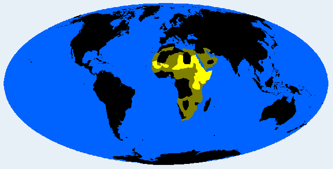 Distribution map showing areas where Ethiopid is found