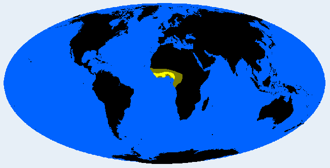 Distribution map showing areas where Guineo Camerunian is found