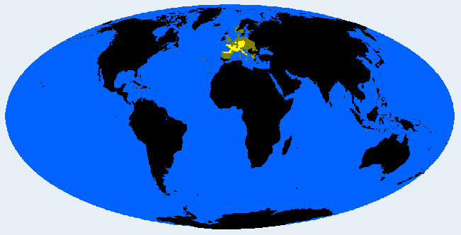 Distribution map showing areas where West Alpinid is found